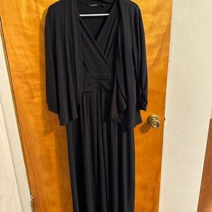 IMAN Black Wrap Pleated Gown